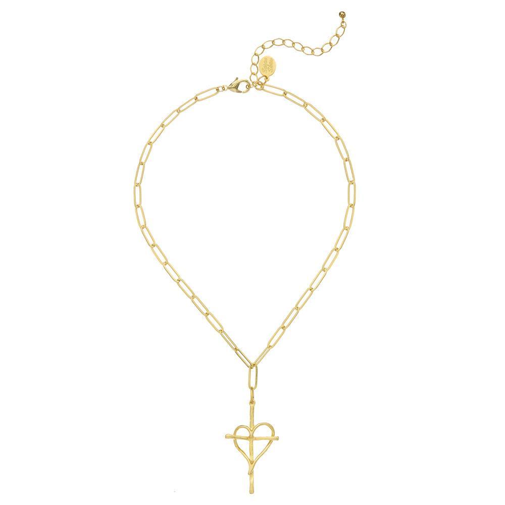Heart Cross on Paper Clip Chain-Susan Shaw-Swag Designer Jewelry