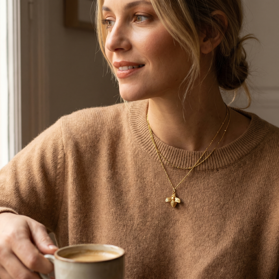 Handcast Gold Bee Necklace
