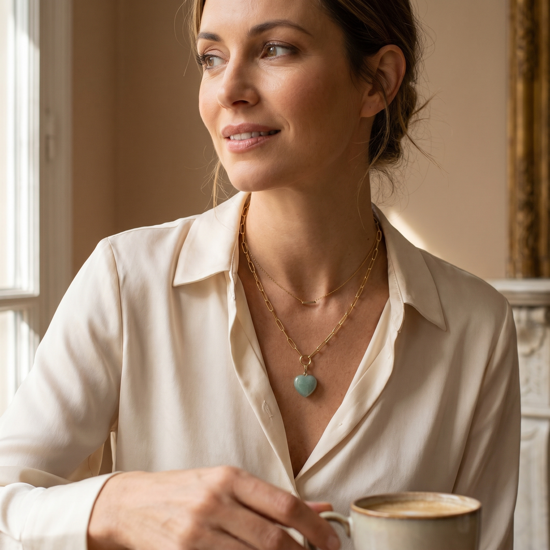Audrey Heart Necklace - Jade