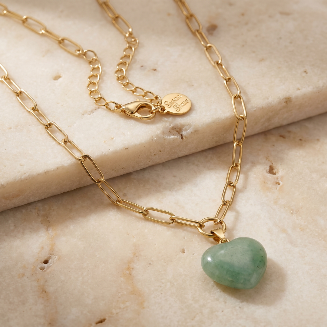 Audrey Heart Necklace - Jade