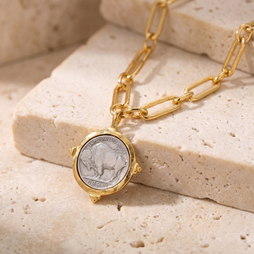 Buffalo Nickel Coin on Gold Chain
