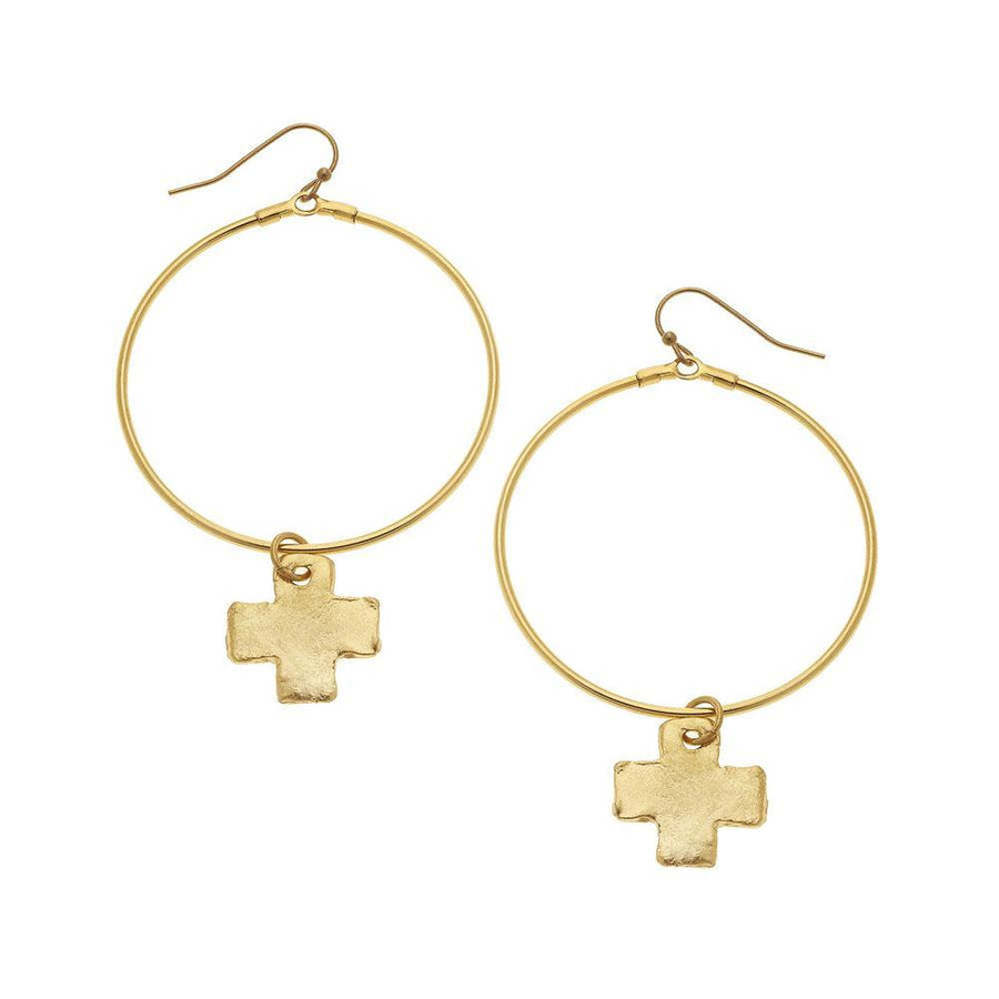 Hoops with Cross on Wire-Susan Shaw-Swag Designer Jewelry