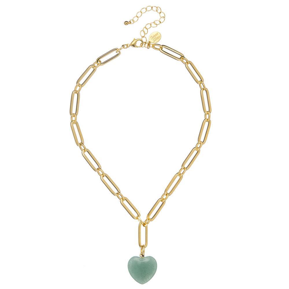 Monroe Heart Necklace - Jade-Susan Shaw-Swag Designer Jewelry