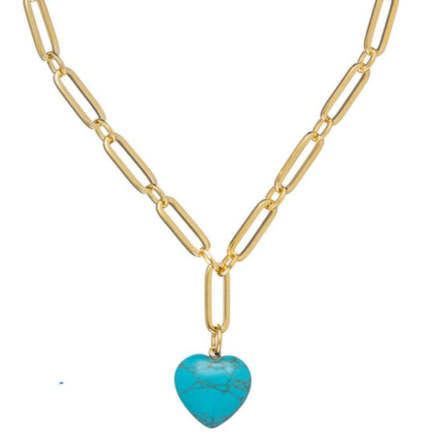 Monroe Heart Necklace - Turquoise-Susan Shaw-Swag Designer Jewelry