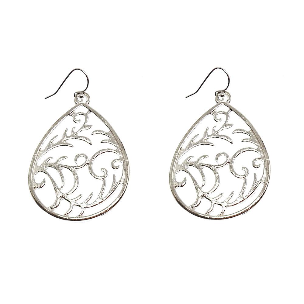 Open Cut Teardrop Scroll Earrings-Susan Shaw-Swag Designer Jewelry