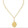 Gold dragonfly pendant necklace with paperclip chain
