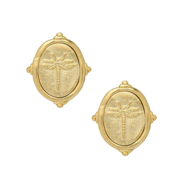 Oval Dragonfly Studs in Gold-Susan Shaw-Swag Designer Jewelry