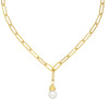 Pearl Drop on Paper Clip Chain-Susan Shaw-Swag Designer Jewelry