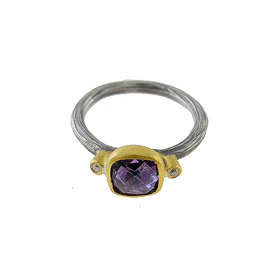 Petite Amethyst Ring With Diamond-Kurtulan-Swag Designer Jewelry