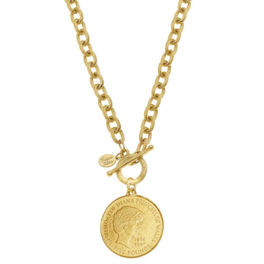 Princess Diana Coin on Gold Toggle Chain-Susan Shaw-Swag Designer Jewelry