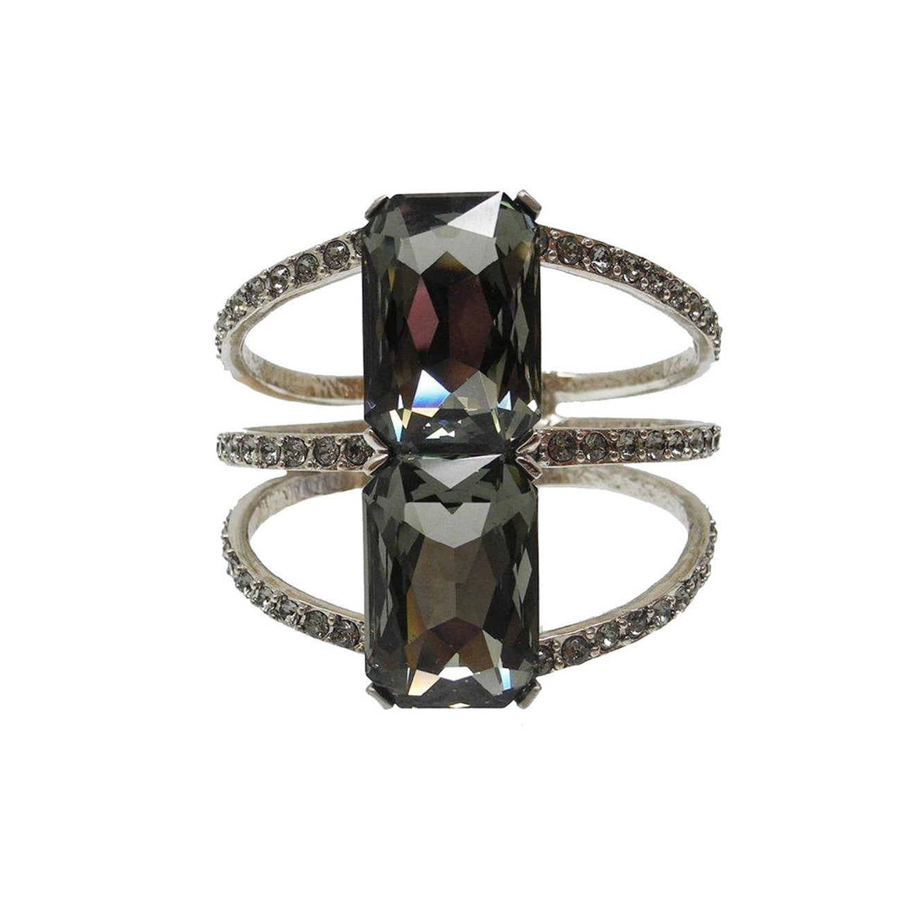 Rhodium and Crystal Cuff-Oscar De La Renta-Swag Designer Jewelry