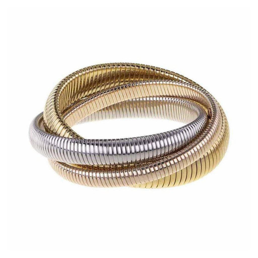 Janis Savitt | Triple Cobra Bracelet in Gold, Rhodium and Rose