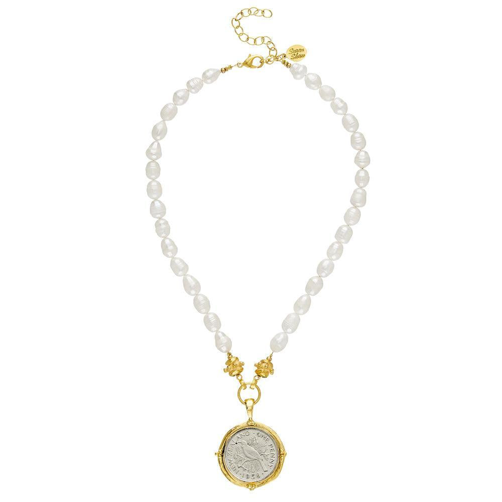 Tuti Bird Pendant on Pearls-Susan Shaw-Swag Designer Jewelry