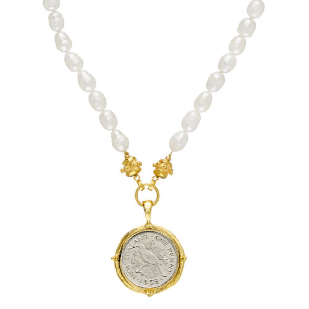 Tuti Bird Pendant on Pearls-Susan Shaw-Swag Designer Jewelry