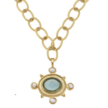 Venetian Glass Bee Intaglio Necklace-Susan Shaw-Swag Designer Jewelry