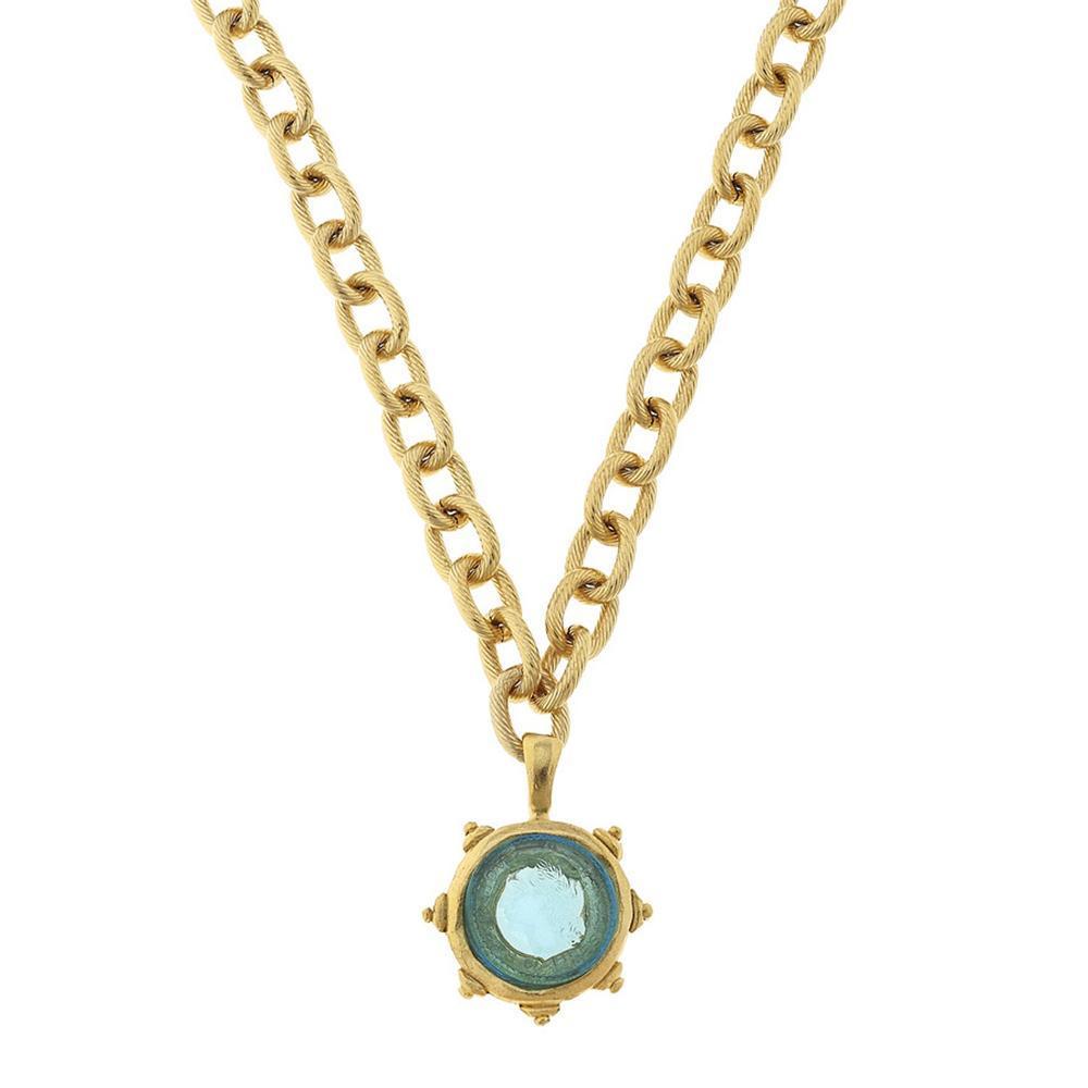 Venetian Glass Coin Intaglio Necklace-Susan Shaw-Swag Designer Jewelry