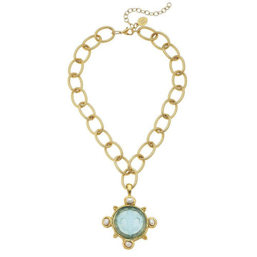 Venetian Glass Fleur De Lis Intaglio Necklace-Susan Shaw-Swag Designer Jewelry