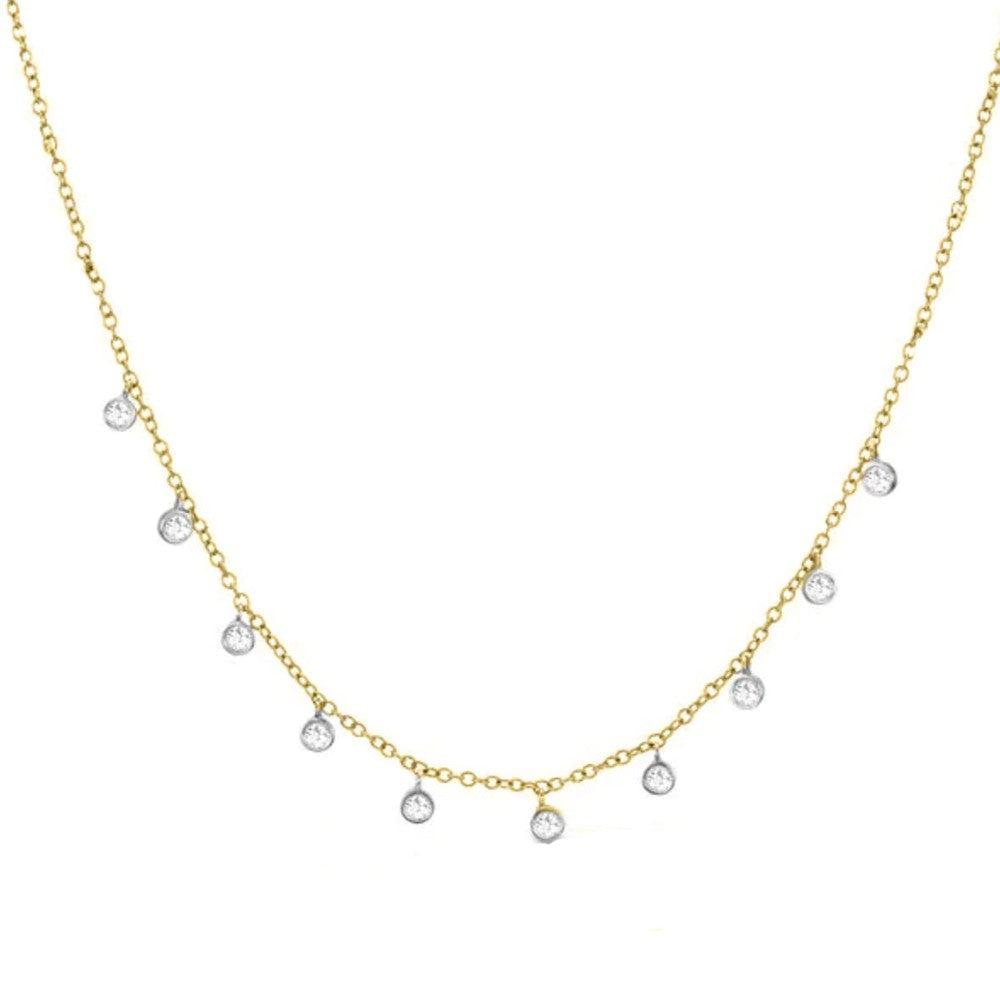 Yellow Gold Necklace with 10 Bezel Set Diamonds-Meira T-Swag Designer Jewelry