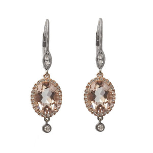 Morganite and Diamond Earrings-Meira T-Swag Designer Jewelry