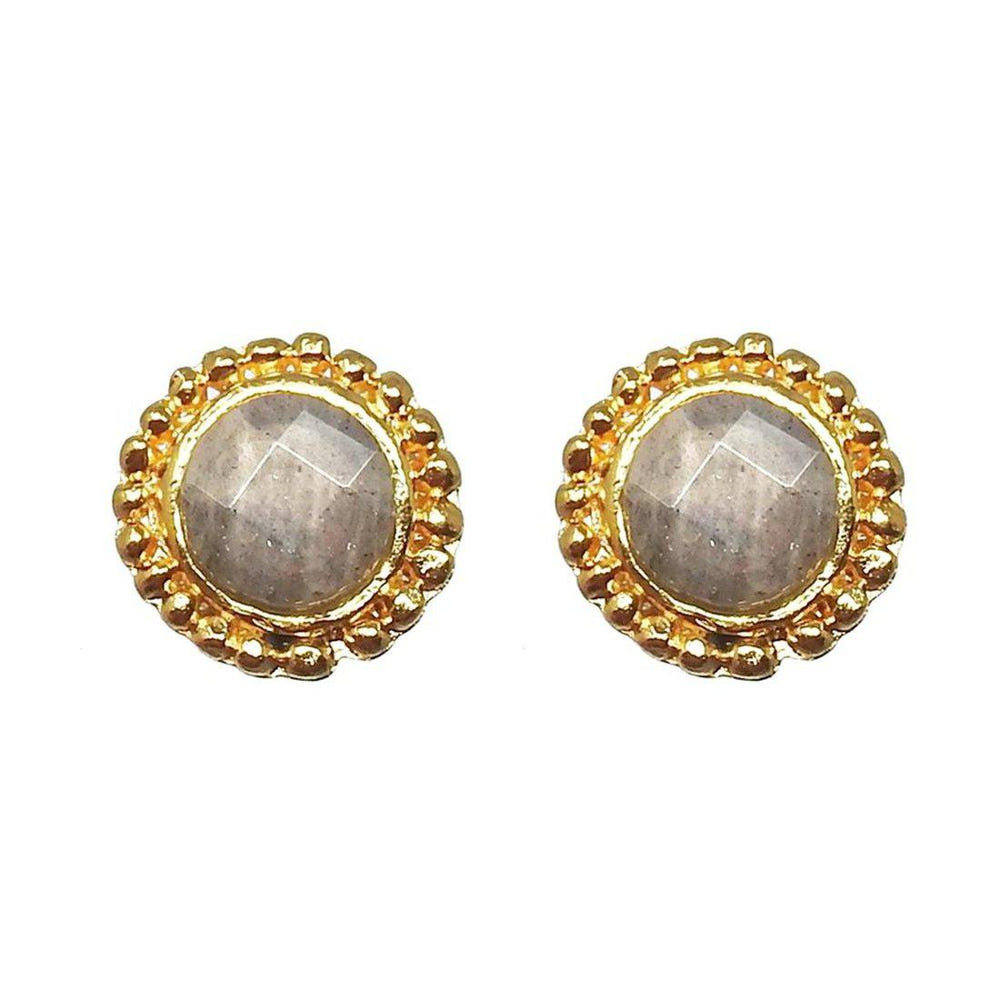 Round Stud with Labradorite-Susan Shaw-Swag Designer Jewelry