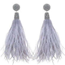 Light Gray Feather Earrings-Suzanna Dai-Swag Designer Jewelry