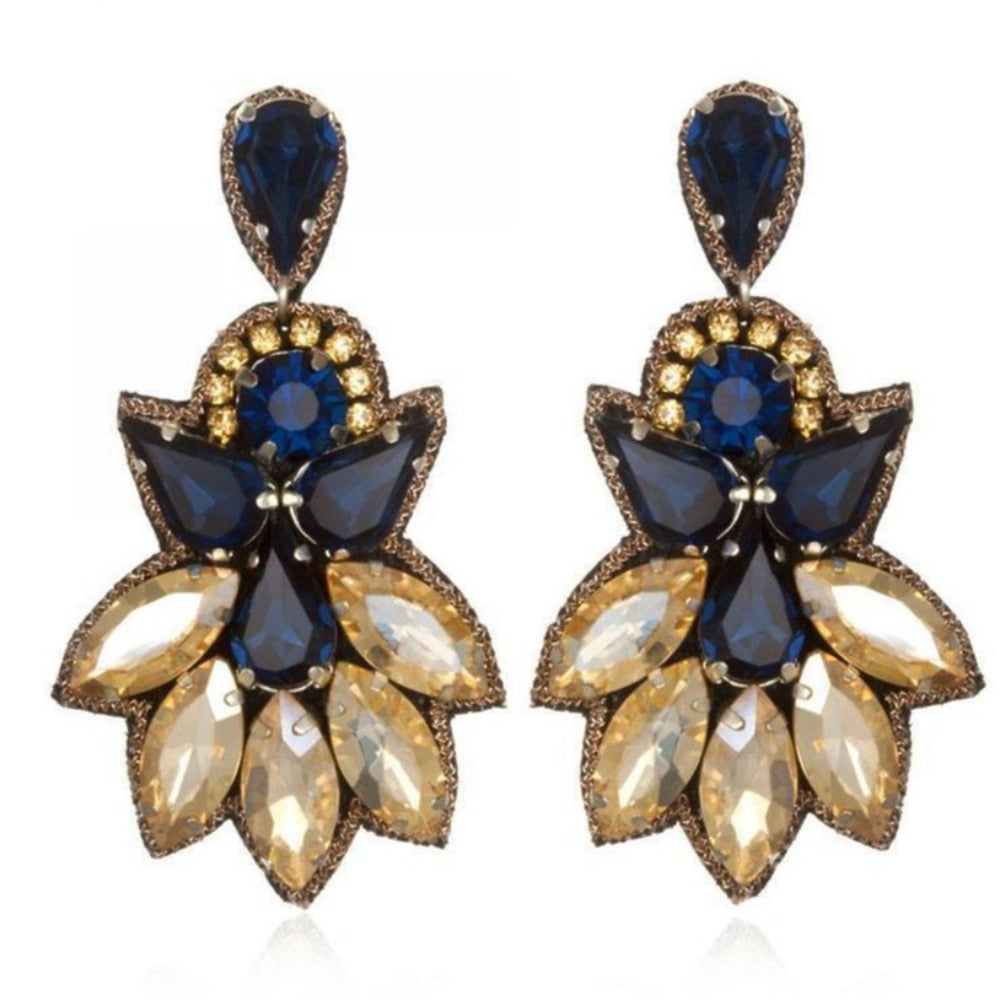 Peacock Fan Drop Earrings-Suzanna Dai-Swag Designer Jewelry
