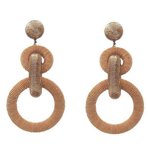 Triple Tiered Blush Silk Hoop Earrings-Suzanna Dai-Swag Designer Jewelry